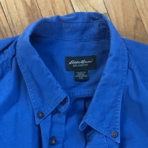 Men’s blue short sleeve button down shirt Eddie Bauer XXL